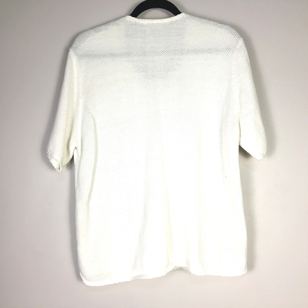KORET City Blues White Cardigan Sweater Applique Butterfly Flowers Short Sleeve - Picture 2 of 4